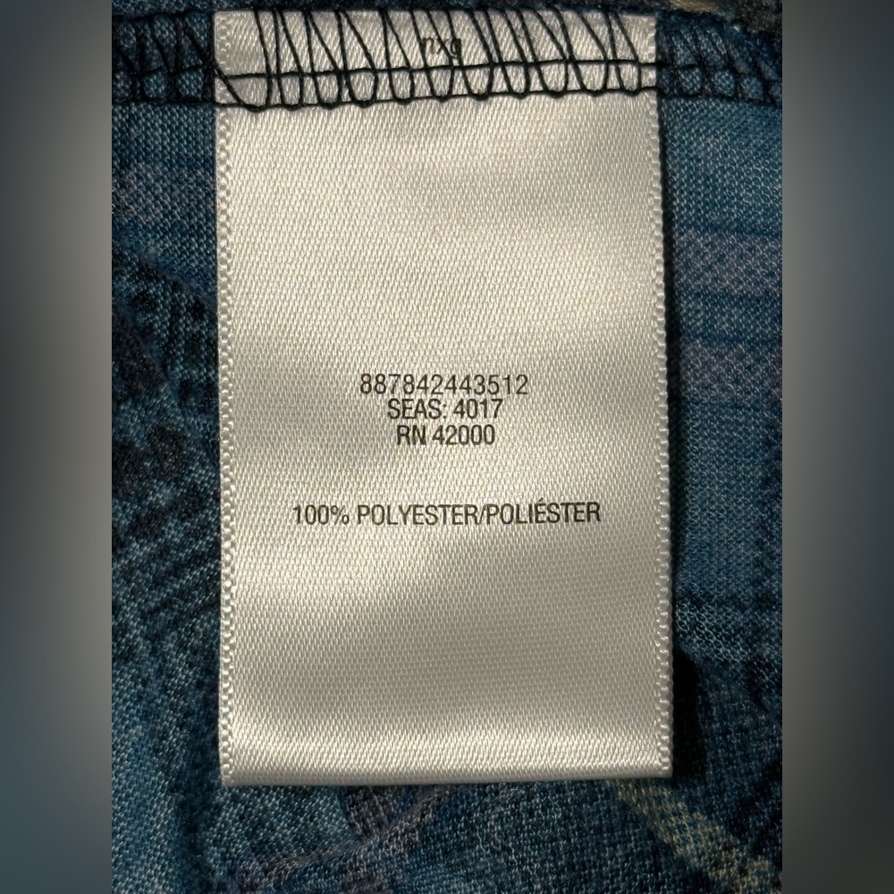 Basic Editions Blue Plaid Tunic 3/4 Sleeve V-Neck Faux Button Front - Size XL - Picture 7 of 8